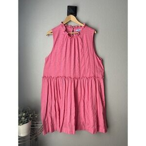 Draper James RSVP Women Size XXL/2X Pink Ruffle Trim Dress With Pockets